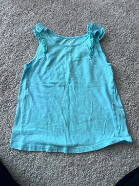Girls Sleeveless Eyelet Strap Tank Top - Aqua